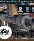 Leaf Spring Pin and Bushing Adapter Service Kit 15030 for heavy-duty trucks showing adapters and application.