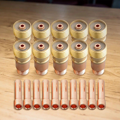 20 Piece TIG Gas Lens And Collet Set For WP 17 18 26 Torches Including 3/32 Inch 2.4mm 17GL332 And 10N24S Collets DB SR