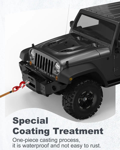 1 Ton Swivel Lifting Hook And Three Eighths Inch D Ring Anchor Shackles Set For Lifting And Towing Heavy Duty Grade 80 Alloy Steel Rigging Gear With 2 Swivel Hooks And 2 D Shackles Ideal For Construction And DIY Projects attached to Jeep front bumper