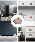 Two Pack Flush Pull Handles 1.38 Inch Hidden Recessed Copper Finish Furniture Grips With Screws on cabinets and drawers