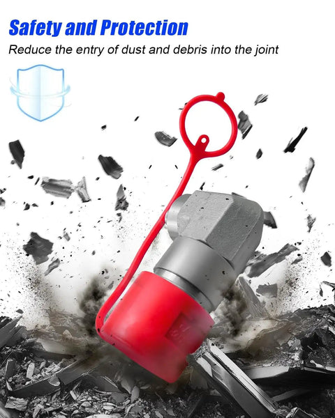 90 Degree Elbow Hydraulic Quick Connect Coupler Fittings 1/2 Inch Body Size To 3/8 Inch JIC Male Flat Face Skid Steer Couplings Set With Dust Cap