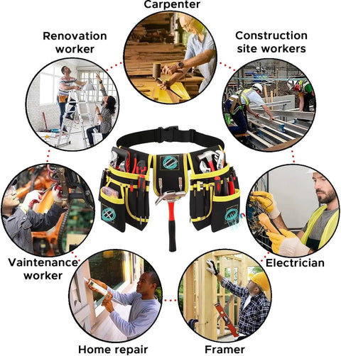 All In One Magnetic Tool Belt With 27 Pockets And 3 Magnetic Zones Freely Combinable Heavy Duty Yet Lightweight Pouch For Men Visible