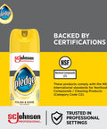 Pro Grade Furniture Polish Spray With Zesty Lemon Scent Bulk Six Pack Aerosol Cleaner For Sealed Wood And Hard Surfaces shown in a professional setting.