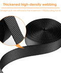 Close-up of black webbing from 10 Pack 1 Inch By 20 Foot Endless Ratchet Straps No Hook Heavy Duty Tie Downs 1760 Lbs Break Strength