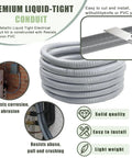 Top Shelf Liquid Tight Electrical Conduit Kit Twenty Five Foot Three Quarter Inch flexible non metallic conduit coil with PVC construction.