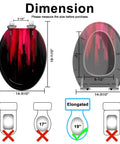 Elongated Toilet Seat Slow Close Bathroom Replacement with dimensions, featuring red and black design, measuring 19-11" by 14-3/10".