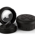 Heavy Duty Discreet Apple AirTag Trailer Jack Mount showing black waterproof holder with AirTag for secure tracking.