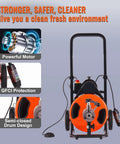 Tough As Nails Electric Drain Cleaner Automatic Feed with powerful motor and semi-closed drum design for effective clog removal.