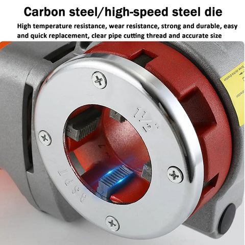 Heavy Duty 2300W Electric Pipe Threader Kit With Six Dies For Bspt Pipes close-up of carbon steel die showing threading detail and durability.