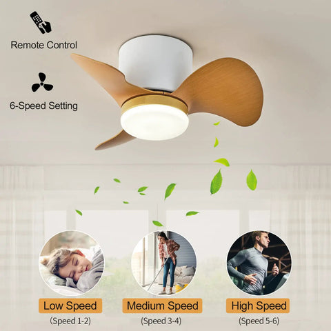 Low Profile Ceiling Fan With Lights And Remote 22 Inch Modern Reversible Multi Speed Flush Mount Ceiling Fan With 3 Color Temp LED