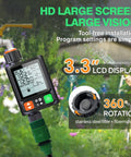 No-Fuss Ten Independent Hose Timers With 10 Programmable Programs, Auto Rain Delay, IP54 Waterproof, 3.3-Inch LCD display in garden.