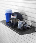Heavy Duty 30 Inch Solid Steel Shelf For Garage, Sturdy Storage Rack With 50-Pound Capacity holding helmet and gloves