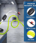 Heavy Duty Manual Fuel Siphon Pump For Cars And Trucks Featuring Wicked Smooth High Flow Transfer PVC Hose With Reliable Anti Backflow Valve Universal Fit For Diesel Gas Oil Water Pulls Fluid Like A Dream, showcasing the rubber ball, metal clamp, and bright PVC hose.