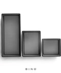 Go To Three Piece Drawer Organizer Bin Set Large Gray BPA Free Durable Plastic With Soft Grip Lining And Non Slip Feet