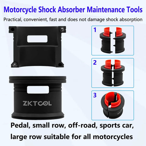 Close-up of Pro Grade 14 Piece Universal Fork Seal Driver Tool Kit For Motorcycles And Bikes With Six Plastic Adapters