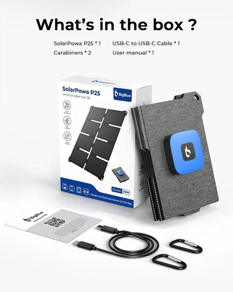 Ultra Light 25W Solar Panel Charger With USB A And USB C Ports Pocket Size Foldable Solar Panel and accessories
