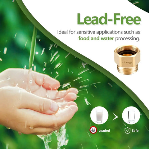 Lead Free Hose Bib Adapter With Backflow Preventer, 1-1/16 Inch Fine Thread Female To 3/4 Inch GHT Male, Includes Washers