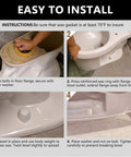 Heavy Duty Extra Thick Toilet Wax Ring With Brass Bolts installation process on 3-inch and 4-inch toilets, instructions shown