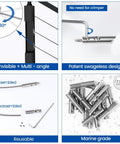 40 Pack Swageless Invisible Cable Railing Kit Hardware for One Eighth Inch Wire Rope and Hollow Metal Posts Fixed End Fittings CB17 Stainless Steel Easy Install Hardware Included, showing assembly and marine grade quality.