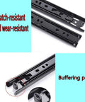 Beefy Industrial Heavy Duty Drawer Slides Telescoping Metal Runners With Thick Steel Plate And Black Wear Resistant Coating Built To Handle Big Loads Without Bending, black drawer slide close-up