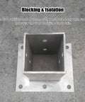 No Sweat Installation Heavy Duty Wood Post Base Brackets With Stainless Steel Railing Supports And Rust Resistant Column Protectors For Gazebo Deck Pergola And Fence Build, square stainless steel post base with partition.