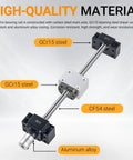 Built Tough HGR15 600mm Linear Rail Kit With 4 Bearing Blocks SFU1204 600mm Ball Screw Nut BF10 BK10 Nut Housing visible