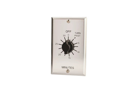 Spring Wound In Wall Twist Timer With Commercial Metal Plate, 30 Minute Auto Shutoff For Motors Or Lights, No Brainer Twist