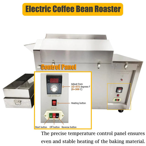 Industrial 55 Pound Coffee Bean Roaster Pro Grade Electric Stainless Steel Roaster Machine for Coffee and Nuts with control panel