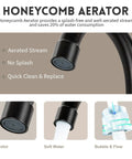 Oil Rubbed Bronze Stainless Steel Bathroom Faucet With Pop Up Drain Stopper And Deck Plate For 3 Hole Sink And 2 Handle Modern Vanity Fixture Easy To Install honeycomb aerator details