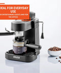 Straight Up Home Barista Vibes With This Compact 4 Cup Electric Espresso And Cappuccino Maker Featuring A Durable Milk Frothing Pitcher For Quick Daily Grind Sessions showcasing espresso maker with coffee brewing.