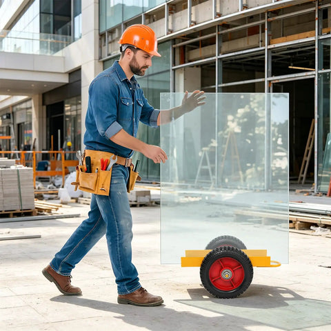 Heavy Duty Panel Dolly for Drywall and Stone Tiles 2204 Lb Capacity Two Wheel Hand Truck Cast Iron Frame Rustproof Welded Build for Glass Panels and Tile Installations with glass panel