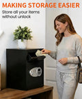 Woman using 2.6 Cu Ft Depository Safe For Business With Quick Drop Slot And Digital LCD Display Cash Drop Safe