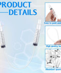 Hands On Hydraulic And Pneumatic Kit With 48 10ml Syringes And 24 Clear 20 Inch Vinyl Tubes For DIY Projects Classroom Labs And Engineering Experiments, featuring syringes connected by a vinyl tube and product details.