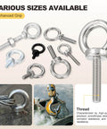 Assorted sizes of Shoulder Eye Bolt M10x17mm, 304 Stainless Steel Lifting Ring Threaded Eye Bolt, 4Pcs, for heavy-duty tasks