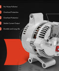 Beefy 95 Amp 12V 6 Groove CW Alternator Replacement For Ford F Series F150 F350 Explorer E150 Econoline Club Wagon E250 Ranger Mazda B2300 Mercury Tracer 12V 95A High Output Auto Part, displaying side view with overload protection features.