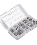 Durable 70Pcs Single Ear Hose Clamp Kit Made From Premium 304 Stainless Steel For Secure Plumbing and Automotive Repairs That Are Built To Last And Handle Any Job With Ease. Assorted clamps in plastic case