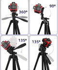 Ultra Lightweight 68 Inch Aluminum Laser Level Tripod With Bubble Level And Quick Release Plate One Quarter Inch Mount 360 Degree Pivot