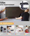 Two men using Drywall Anchors And Screws Kit 286 Piece Assortment for mounting a TV, images of diverse home improvement uses below.
