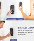 People using Keyless Entry Electronic Keypad Door Lock With Auto Lock And 1 Touch Motorized Locking, Bronze Finish, 20 User Codes