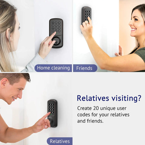 People using Keyless Entry Electronic Keypad Door Lock With Auto Lock And 1 Touch Motorized Locking, Bronze Finish, 20 User Codes
