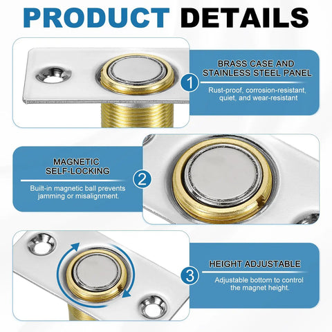 Magnetic Door Ball Catch Set 8 Pack For Top Of Doors And Cabinets Invisible Adjustable Closet Magnetic Door Latch brass case