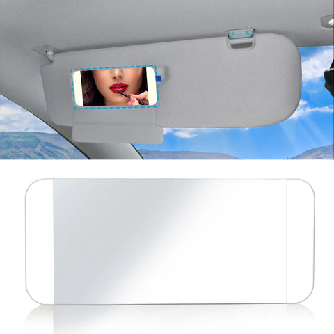 Close-up of Tesla Model 3 And Model Y Sun Visor Mirror Glass Replacement Plug And Play Install For Left Driver Side Or Right Passenger Side Vanity Mirror in car interior