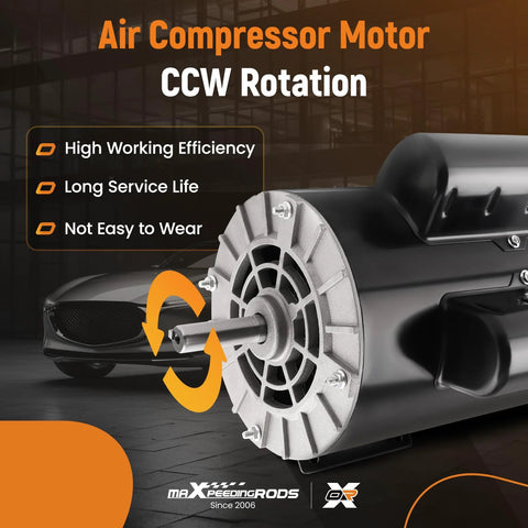 maXpeedingrods air compressor motor with exposed shaft; CCW rotation, 56-frame