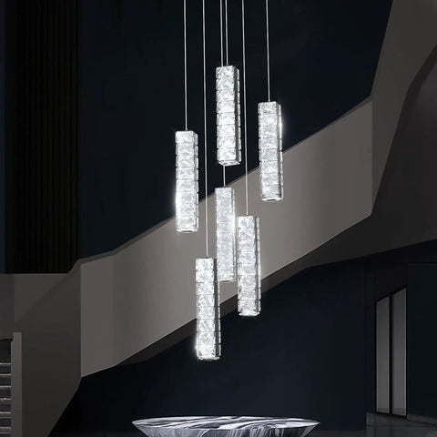 Dimmable Modern LED Crystal Pendant Lights Fixture for Kitchen Island Dining Room Living Room Bedroom Hallway Hanging Pendant Lamp