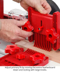Rock Solid Variable Pressure Featherboard 2 Pack adjustable tension control in use, locking down stock with large knobs.