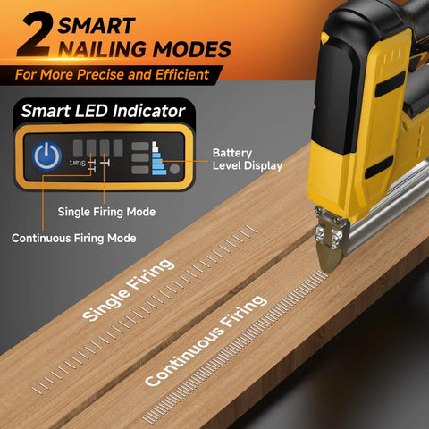 Ultimate 2-In-1 Cordless Brad Nailer And Stapler For Dewalt 20V Max Battery Powered Woodworking Tool with LED indicator.