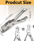 Two Piece Hole Puncher Set With One Eighth And One Quarter Inch Circle Punches for paper crafting and office use with size details