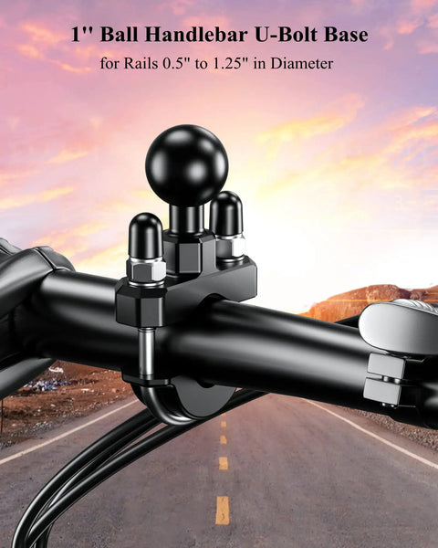 1 Inch Ball Handlebar U Bolt Mount Base Fits Round Rails 0.5 To 1.26 Inches RAM Mounts B Size Compatible With Bike