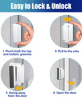 Beefy Heavy Duty Door Reinforcement Lock Withstanding 800 Lbs Of Force Easy locking and unlocking steps illustration