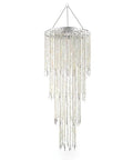 Sparkling Iridescent Acrylic Beaded Hanging Chandelier With 4 Tier Beads Pendant Shade Ceiling Lamp, Size W14 H36, No Assembly